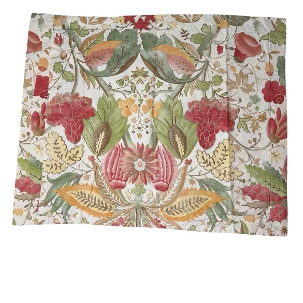 Pottery Barn Sham Courtney Large Floral Cream Sage Gold Red Just One Rare EUC